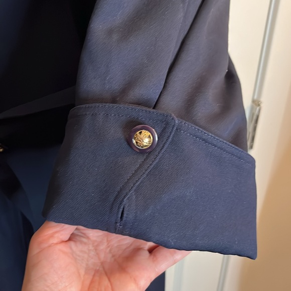 Vintage Xception wool trench women’s 13 14 navy detaching faux fur collar flaw - Picture 5 of 16